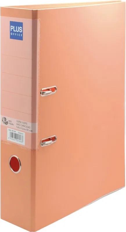ARCHIVADOR FOLIO PLUS LOMO 80MM NARANJA PASTEL