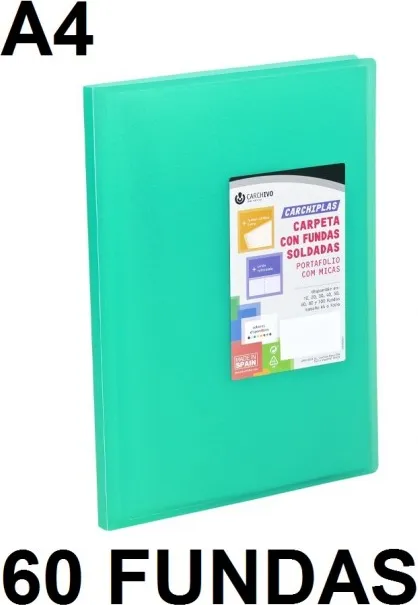 Carpeta 60 Fundas A4 Carchiplas Book Verde