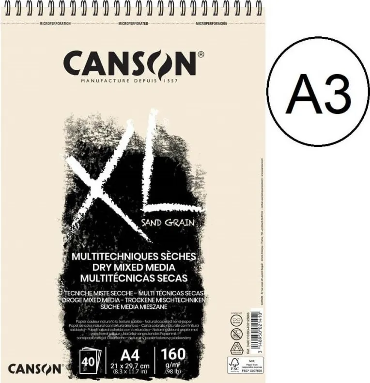 BLOC CANSON XL TOUCH ARENOSO 40H A3 BLANCO