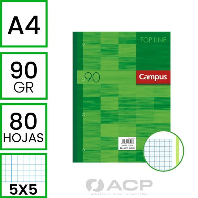 Recambio Campus Encolado A4 4TAL. CDO.5MM Verde