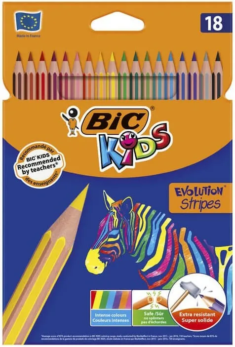 LAPIZ BIC STRIPES 18 COLORES