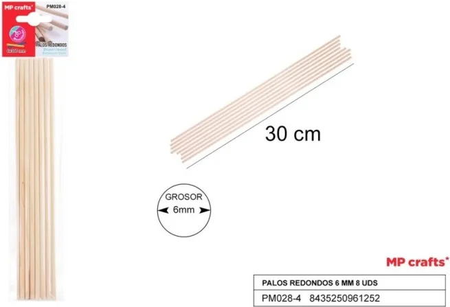 PALO REDONDO 6MMX30CM NATURAL