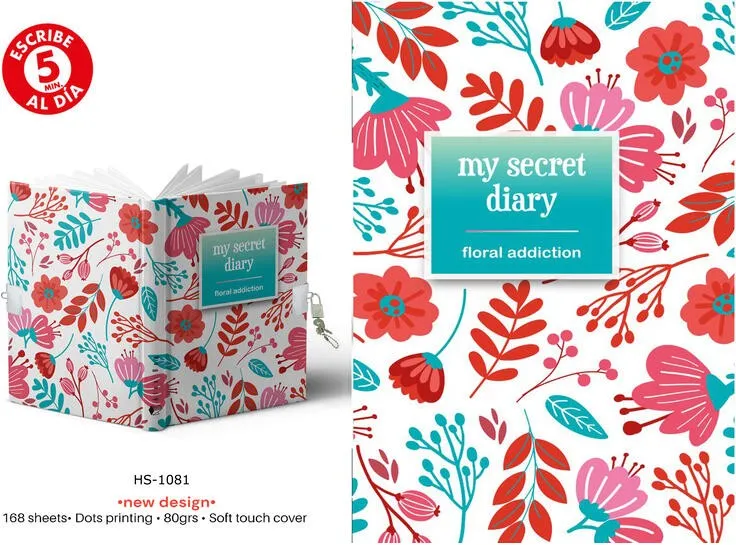 Diario A5 168H.C/Candado Floral Addiction