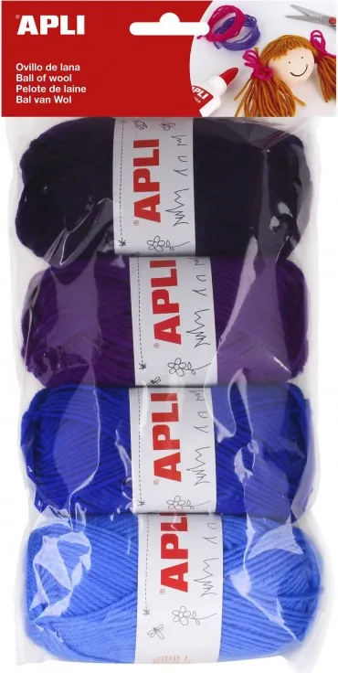 OVILLOS LANA TONOS AZULES PACK 4UNID.