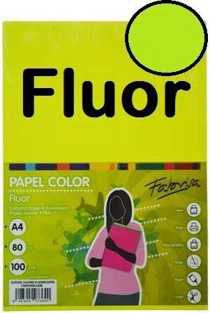PAPEL A4 FLUOR VERDE 80GR 100H
