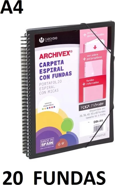 CARPETA 20 FUNDAS A4 ESP.CANGURO ARCHIVEX STAR NEGRO