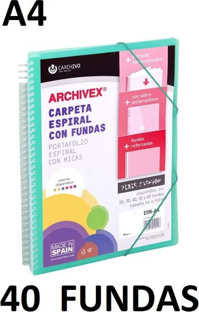 CARPETA 40 FUNDAS A4 ESP.CANGURO ARCHIVEX STAR VERDE