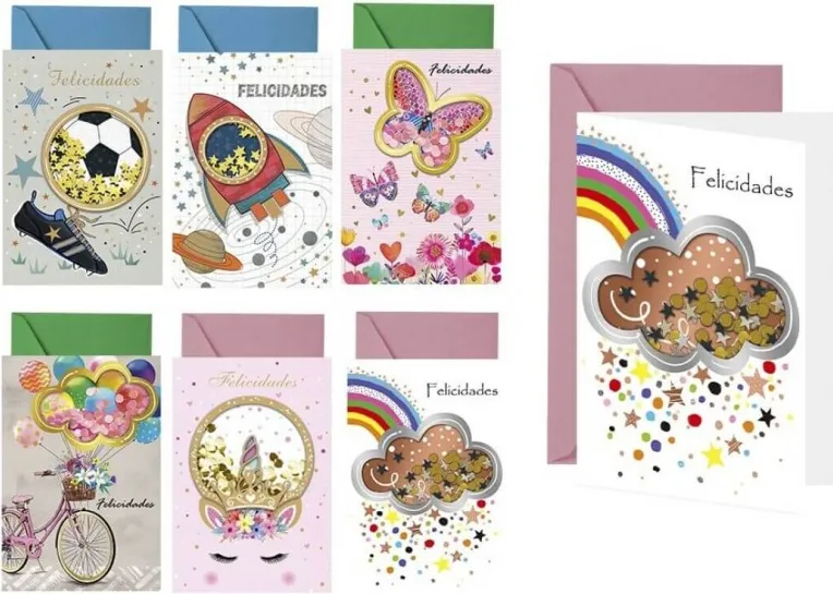 Tarjeta Felicitacion Cumpleaños Kid Brillo con sobre