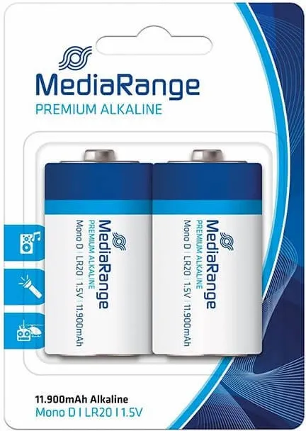 Pilas Mediarange Alcalina D-LR20 Blíster 2UN.