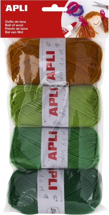 OVILLOS LANA TONOS VERDES PACK 4UNID.