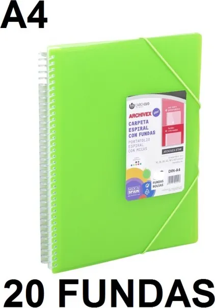 CARPETA 20 FUNDAS A4 ESPIRAL ARCHIVEX STAR VDE.CLARO