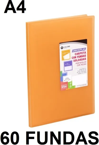 Carpeta 60 Fundas A4 Carchiplas Book Naranja