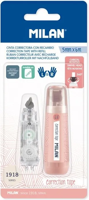 CINTA CORRECTORA MILAN 5mmx6m + RECAMBIO ROSA