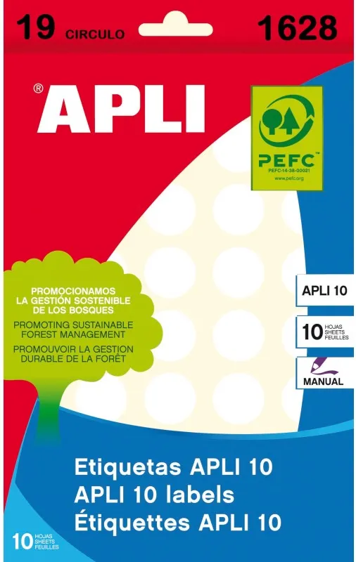ETIQUETA APLI SOBRE 19ø 10 HOJAS