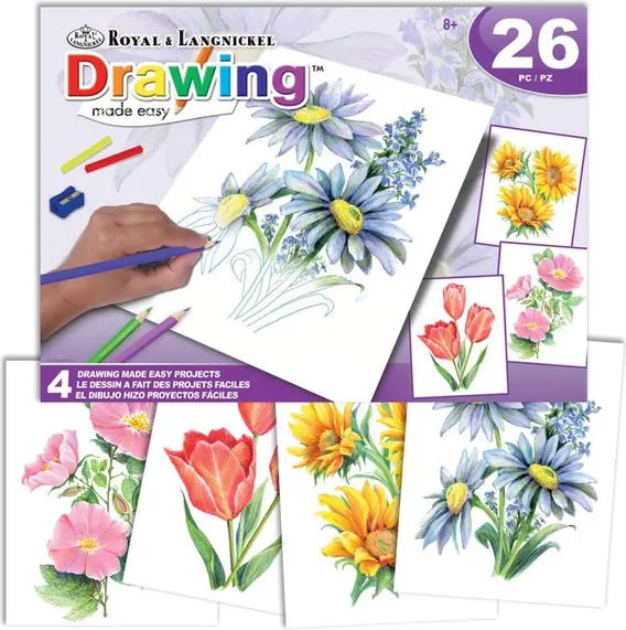 Caja 26 Piezas Lapices Flores