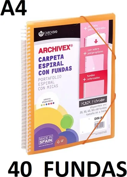 CARPETA 40 FUNDAS A4 ESP.CANGURO ARCHIVEX STAR NARANJA