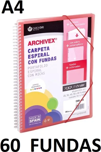 CARPETA 60 FUNDAS A4 ESP.CANGURO ARCHIVEX STAR ROJO
