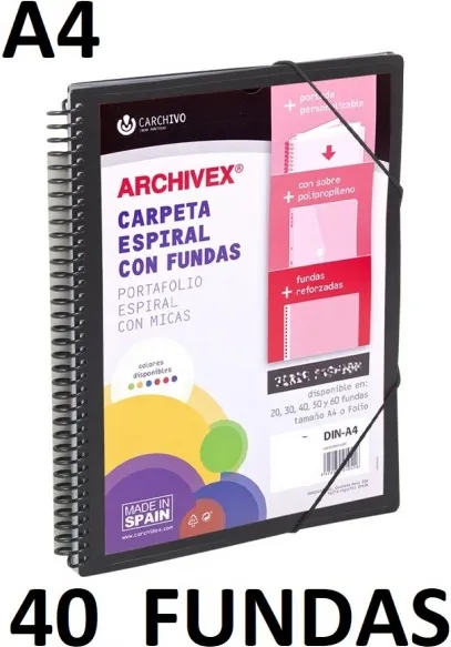 CARPETA 40 FUNDAS A4 ESP.CANGURO ARCHIVEX STAR NEGRO