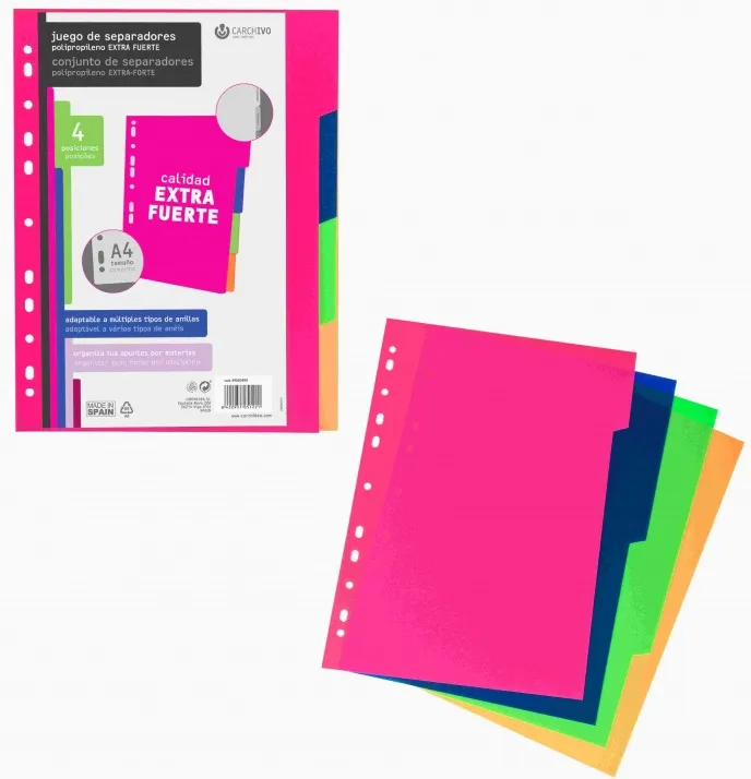 Separadores A4 Extra Fuerte 4 Posiciones