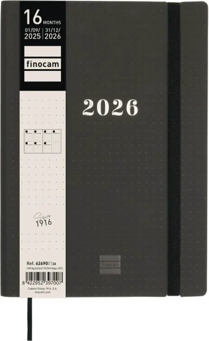 Agenda Finocam Dotted Y10 Sv Negro 25-26