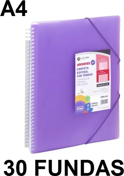 CARPETA 30 FUNDAS A4 ESPIRAL ARCHIVEX STAR VIOLETA