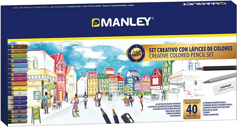 SET CREATIVO MANLEY LAPICES 40 PIEZAS