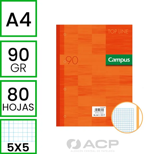 Recambio Campus Encolado A4 4TAL. CDO.5MM Naranja