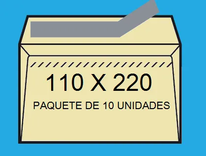SOBRES 110X200 VERJURADO CREMA 10un.
