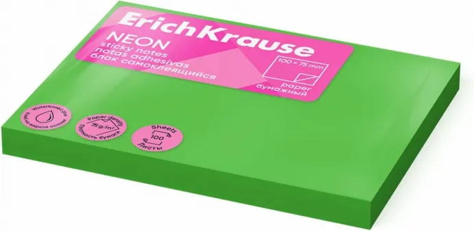 Notas Adhesivas Erich KRAUSE100X75 Neón Verde