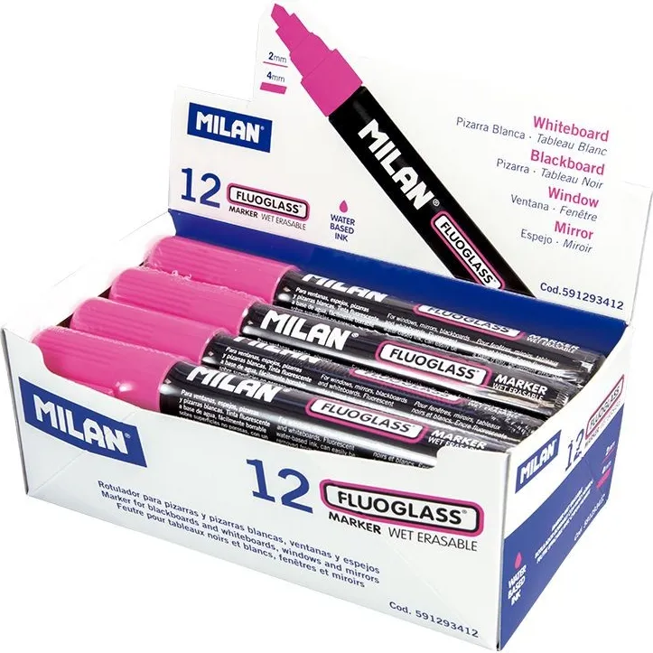 Rotulador Tiza Milan Fluoglass Rosa (ENV.12)