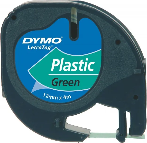 CINTA DYMO LETRATAG PLASTICO VERDE 12x4