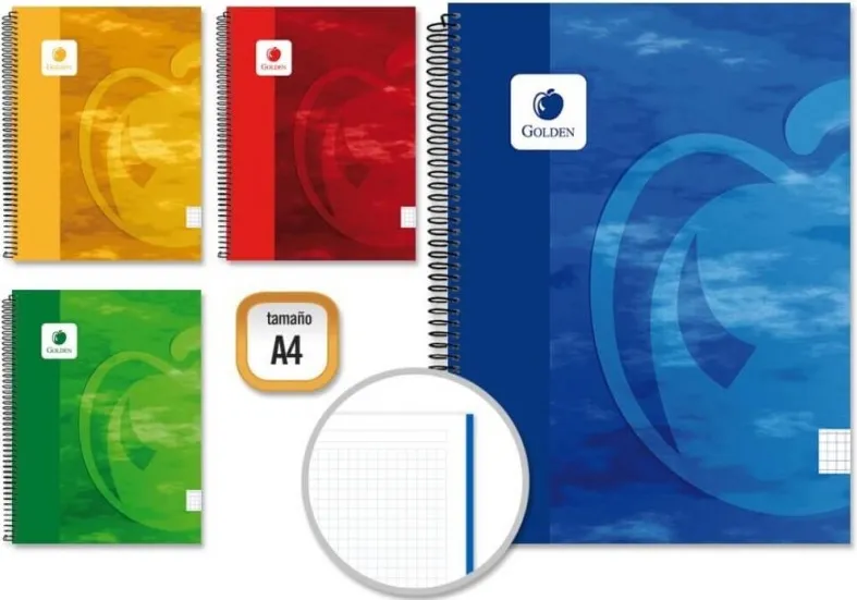 BLOC GOLDEN A4 TAPA DURA 160H CUADRO