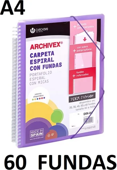 CARPETA 60 FUNDAS A4 ESP.CANGURO ARCHIVEX STAR VIOLETA