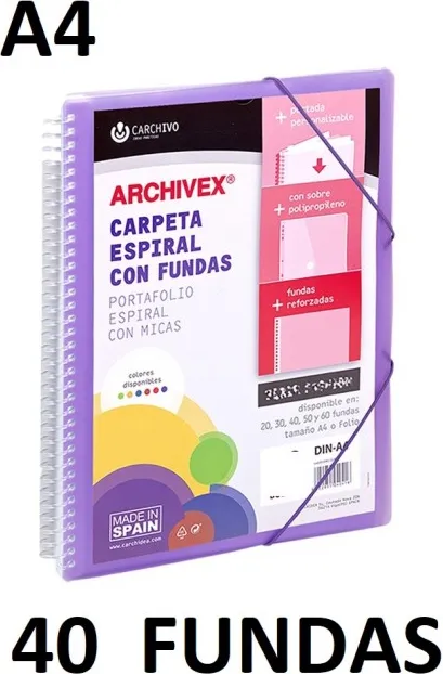 CARPETA 40 FUNDAS A4 ESP.CANGURO ARCHIVEX STAR VIOLETA